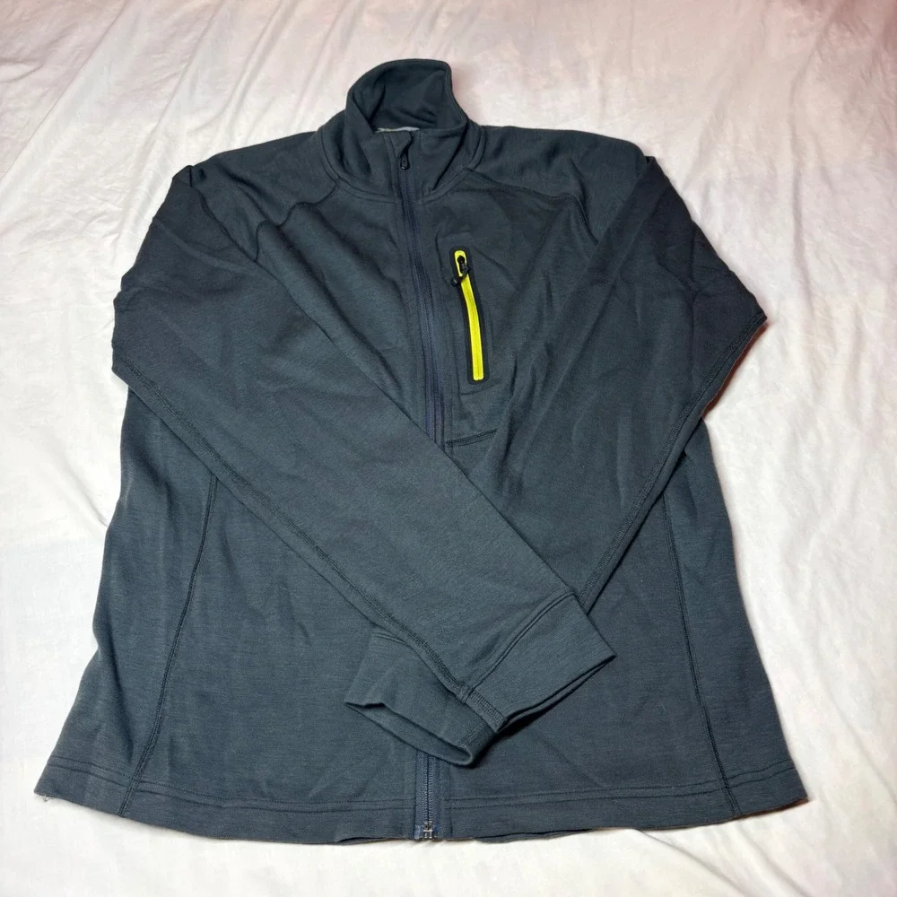Smartwool Mens Merino‎ Wool Full Zip Jacket Gray Chest Pocket Medium RN116388